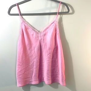 Victoria's Secret gumball candy pink Camisole tank large. lace romantic dainty